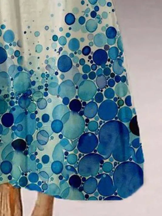 A-Line Floral V Neck Long Sleeve Dress